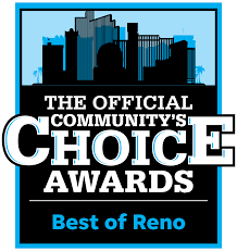 The Official Community Choice Awards Best of Reno logo is shown